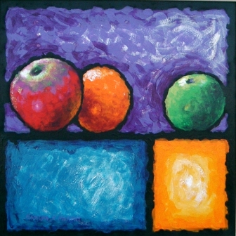 Fruit with purple rectangle 60cm x 60cm